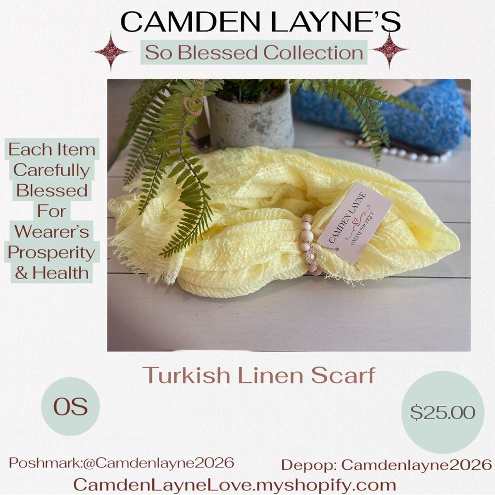 Camden Layne Blessed Yellow Turkish Linen Scarf